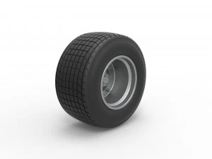 Wheel of Vintage Dirt race car V1 Scale 1 to 25 3D Print Model