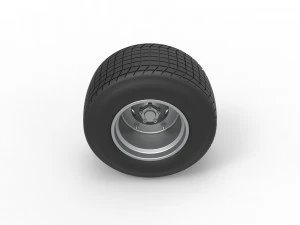 Wheel of Vintage Dirt race car V1 Scale 1 to 25 3D Print Model