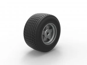 Wheel of Vintage Dirt race car V1 Scale 1 to 25 3D Print Model