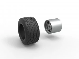 Wheel of Vintage Dirt race car V1 Scale 1 to 25 3D Print Model