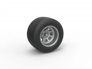 ヴィンテージダートレースカー V2 のホイール スケール 1 ～ 25 3Dプリントモデル