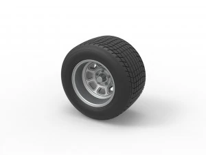Wheel of Vintage Dirt race car V2 Scale 1 to 25 3D Print Model