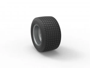 Wheel of Vintage Dirt race car V2 Scale 1 to 25 3D Print Model