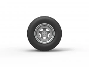 Rear Wheel of Northeast Dirt Modified stock car Scale 1 to 25 3D Print Model