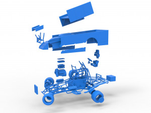 Northeast Outlaw Dirt Modified stock car V2 while turning Scale 1 to 25 3D printmodel