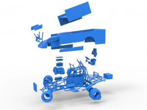 Northeast Outlaw Dirt Modified stock car V2 while turning Scale 1 to 25 3D Print Model