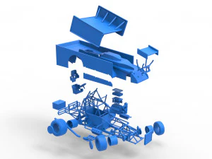 Northeast Outlaw Dirt Modified stock car V2 while turning Scale 1 to 25 3D Print Model