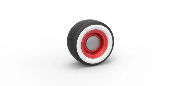 Roda larga de parede branca de hot rod escala 1 a 25 Modelo de Impressão 3D .c4d .max .obj .3ds .fbx .stl .blend 