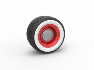 Wide Whitewall Wheel of Hot rod Scale 1 to 25 3D-printmodel