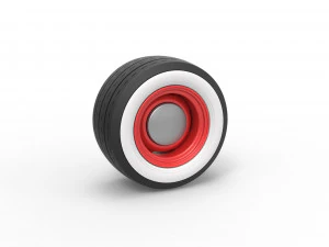 Breed Whitewall Wheel van Hot rod Schaal 1 t/m 25 3D printmodel