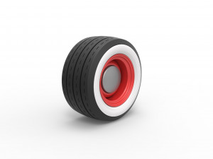 Wide Whitewall Wheel of Hot rod Scale 1 to 25 3D-printmodel