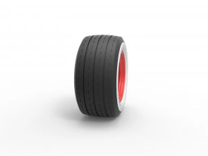 Roda larga de parede branca de hot rod escala 1 a 25 Modelo de Impressão 3D