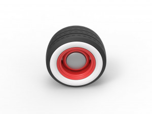 Wide Whitewall Wheel of Hot rod Scale 1 to 25 3D-printmodel