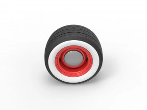 Roda larga de parede branca de hot rod escala 1 a 25 Modelo de Impressão 3D