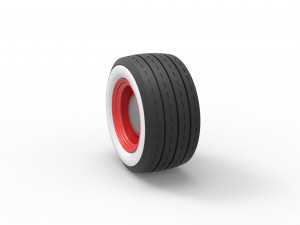 Wide Whitewall Wheel of Hot rod Scale 1 to 25 3D-printmodel