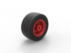 Wide Whitewall Wheel of Hot rod Scale 1 to 25 3D-printmodel