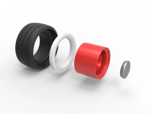 Roda larga de parede branca de hot rod escala 1 a 25 Modelo de Impressão 3D