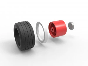 Roda larga de parede branca de hot rod escala 1 a 25 Modelo de Impressão 3D