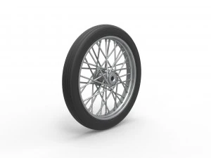 Front wire wheel of vintage dragster Scale 1 to 25 3D Print Model