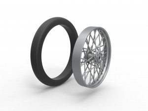 Front wire wheel of vintage dragster Scale 1 to 25 3D प्रिंट मॉडल