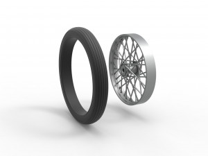 Front wire wheel of vintage dragster Scale 1 to 25 3D प्रिंट मॉडल