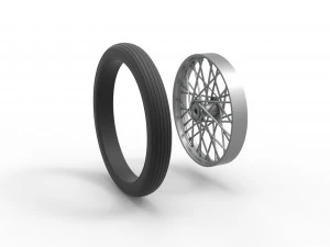 Front wire wheel of vintage dragster Scale 1 to 25 3D Print Model