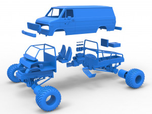Monster Truck Van Version 2 Scale 1 to 25 3D Print Model
