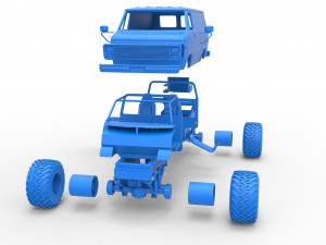 Monster Truck Van Version 2 Scale 1 to 25 3D Print Model