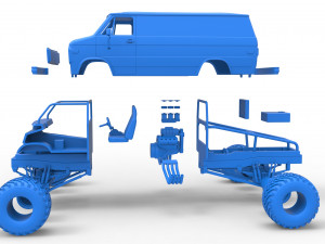 Monster Truck Van Version 2 Scale 1 to 25 3D Print Model