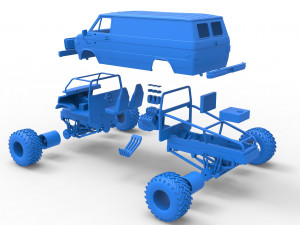 Monster Truck Van Version 2 Scale 1 to 25 3D Print Model