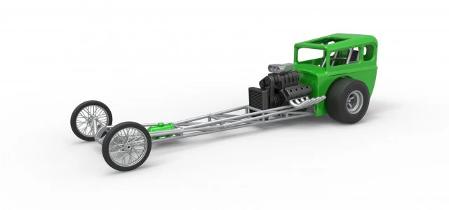 Front engine old school dragster with shell Version 7 Scale 1 to 25 3D Print Model .c4d .max .obj .3ds .fbx .stl .blend 