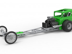 Front engine old school dragster with shell Version 7 Scale 1 to 25 3Dプリントモデル