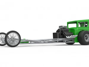 Front engine old school dragster with shell Version 7 Scale 1 to 25 3D Print Model