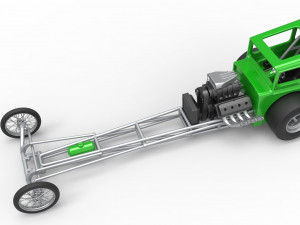 Front engine old school dragster with shell Version 7 Scale 1 to 25 3D-printmodel