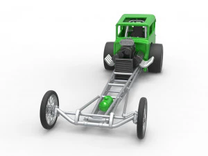 Front engine old school dragster with shell Version 7 Scale 1 to 25 3D Print Model