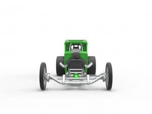 Front engine old school dragster with shell Version 7 Scale 1 to 25 3D Print Model