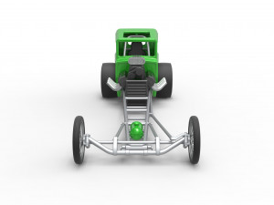 Front engine old school dragster with shell Version 7 Scale 1 to 25 3D-printmodel