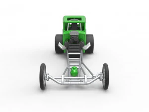 Front engine old school dragster with shell Version 7 Scale 1 to 25 3D Print Model