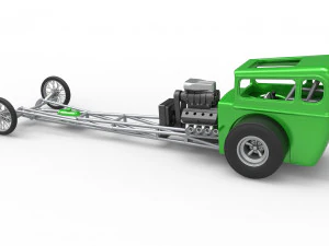 Front engine old school dragster with shell Version 7 Scale 1 to 25 3D Print Model