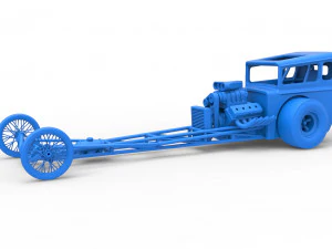 Front engine old school dragster with shell Version 7 Scale 1 to 25 3D Print Model