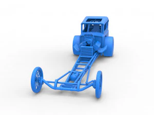 Front engine old school dragster with shell Version 7 Scale 1 to 25 3D Print Model