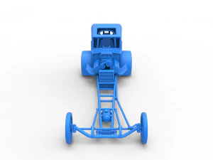 Front engine old school dragster with shell Version 7 Scale 1 to 25 3D Print Model