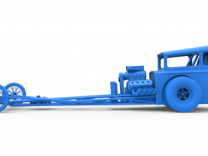 Front engine old school dragster with shell Version 7 Scale 1 to 25 3D-printmodel