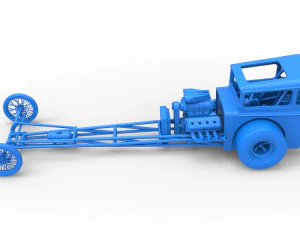 Front engine old school dragster with shell Version 7 Scale 1 to 25 3D Print Model