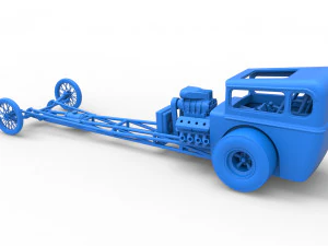 Front engine old school dragster with shell Version 7 Scale 1 to 25 3D Print Model
