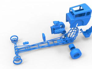 Front engine old school dragster with shell Version 7 Scale 1 to 25 3D Print Model
