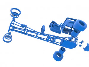 Front engine old school dragster with shell Version 7 Scale 1 to 25 3D Print Model