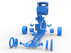 Front engine old school dragster with shell Version 7 Scale 1 to 25 3D-printmodel