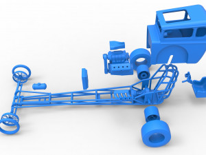 Front engine old school dragster with shell Version 7 Scale 1 to 25 3D-printmodel