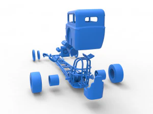 Front engine old school dragster with shell Version 7 Scale 1 to 25 3D Print Model